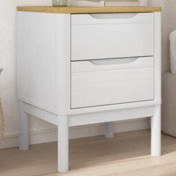 Berkfield Bedside Cabinet Floro White 45X39X57 Cm Solid Wood Pine - thumbnail 1