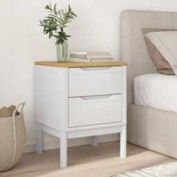 Berkfield Bedside Cabinet Floro White 45X39X57 Cm Solid Wood Pine - thumbnail 3