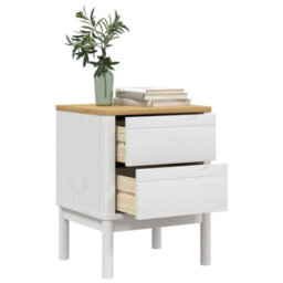 Berkfield Bedside Cabinet Floro White 45X39X57 Cm Solid Wood Pine - thumbnail 4