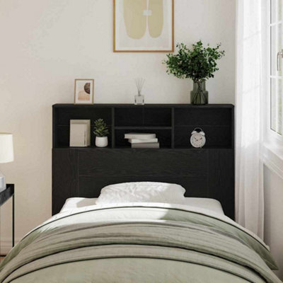Walplus Headboard Cabinet Black Oak 120 X 19 X 103.5 Cm Engineered Wood - image 1