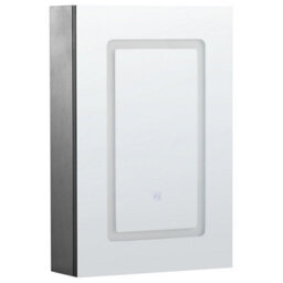 Beliani Bathroom Wall Mounted Mirror Cabinet Led Condor 40 Cm 60 Cm Black - thumbnail 1