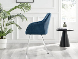 Furniturebox Set Of 2 Dining Chairs - Falun Modern Dining Chairs - Blue Fabric Chrome Leg Dining Chairs - Kitchen Dining Room Chairs - thumbnail 5