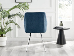 Furniturebox Set Of 2 Dining Chairs - Falun Modern Dining Chairs - Blue Fabric Chrome Leg Dining Chairs - Kitchen Dining Room Chairs - thumbnail 6