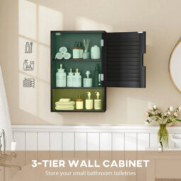Bathroom Cabinet, Wall Mounted Cabinet With Adjustable Shelves, Black - thumbnail 4