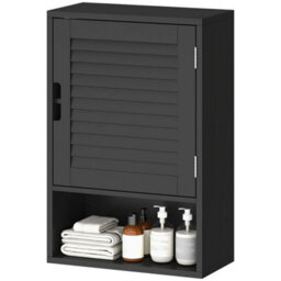 Bathroom Cabinet, Wall Mounted Cabinet With Adjustable Shelves, Black - thumbnail 1