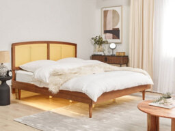 Beliani Bed With Led Rattan Varzy 180 X 200 Cm (Eu Super King) Brown - thumbnail 2