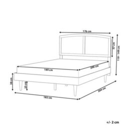 Beliani Bed With Led Rattan Varzy 180 X 200 Cm (Eu Super King) Brown - thumbnail 3