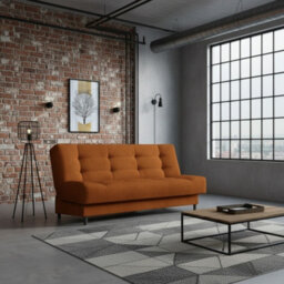 Livia 3 Seater Sofa Bed Sleeping Function Freestanding Compact Living Room Orange - thumbnail 2