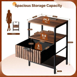 2X Bedside Table With Charging Station Side Cabinet Nightstand With 1 Drawers - thumbnail 2