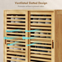 Homcom Bamboo Shoe Cabinet With 2 Sliding Slat Doors, 16 Pairs, Natural - thumbnail 7