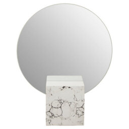 Orsina Round Mirror, Unique White Marble Base, Minimalist Wall Mirror, Compact Design, Ideal For Modern Spaces - thumbnail 5