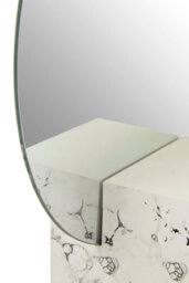 Orsina Round Mirror, Unique White Marble Base, Minimalist Wall Mirror, Compact Design, Ideal For Modern Spaces - thumbnail 4