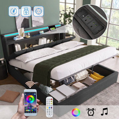Double Storage Bed With Led, Usb & Headboard - image 1