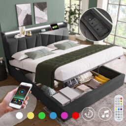 Double Storage Bed With Led, Usb & Headboard - thumbnail 9