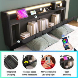 Double Storage Bed With Led, Usb & Headboard - thumbnail 4