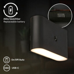 Briloner Cordless Wall Light Rechargeable Lamp Up & Down Motion Sensor Stick-On 3W, 270Lm Black - thumbnail 8