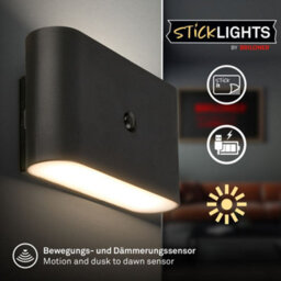 Briloner Cordless Wall Light Rechargeable Lamp Up & Down Motion Sensor Stick-On 3W, 270Lm Black - thumbnail 3
