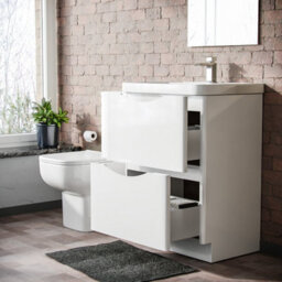 Nes Home 600mm 2 Drawer Vanity Basin Unit & Close Coupled Toilet White - thumbnail 4