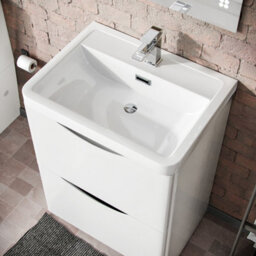 Nes Home 600mm 2 Drawer Vanity Basin Unit & Close Coupled Toilet White - thumbnail 2