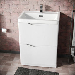 Nes Home 600mm 2 Drawer Vanity Basin Unit & Close Coupled Toilet White - thumbnail 3