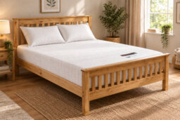 Rest Relax 5Ft King 4-Piece Solid Pine Bed Set With Memory Foam Sprung Mattress & 2 Pillows - thumbnail 1