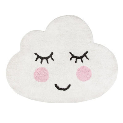 Sass & Belle Cute Sweet Dreams Smiling Cloud Children's Rug Mat, White - image 1