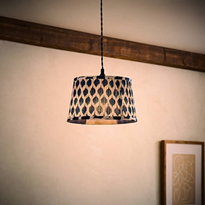 Valuelights Elijah Small Blue Ikat Pleated Tapered Lamp Shade  And Bulb (D) 25Cm - image 1