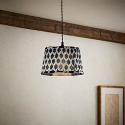 Valuelights Elijah Small Blue Ikat Pleated Tapered Lamp Shade  And Bulb (D) 25Cm - thumbnail 2