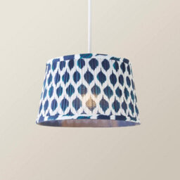 Valuelights Elijah Small Blue Ikat Pleated Tapered Lamp Shade  And Bulb (D) 25Cm - thumbnail 3