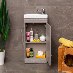 Plum&clay Novela Grey Wood Floorstanding Cloakroom Vanity Unit (W)400mm - thumbnail 5