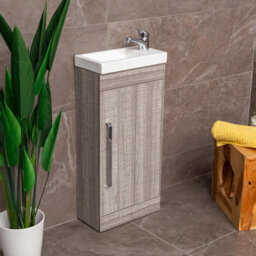 Plum&clay Novela Grey Wood Floorstanding Cloakroom Vanity Unit (W)400mm - thumbnail 4
