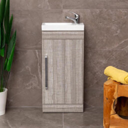 Plum&clay Novela Grey Wood Floorstanding Cloakroom Vanity Unit (W)400mm - thumbnail 3