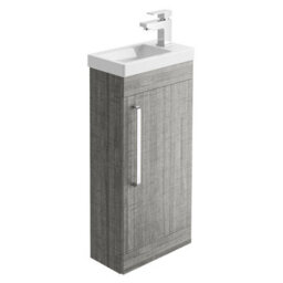 Plum&clay Novela Grey Wood Floorstanding Cloakroom Vanity Unit With Basin (W)400mm
