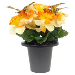 Urbn-Living Orange Daffodil & Butterfly Set Of 2 Artificial Silk Flower Grave Pot Memorial Arrangement Graveside Cemetery - thumbnail 8