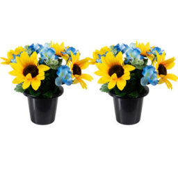 Urbn-Living Orange Daffodil & Butterfly Set Of 2 Artificial Silk Flower Grave Pot Memorial Arrangement Graveside Cemetery - thumbnail 9
