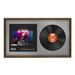 "30X17"" Walnut Classic Vinyl Record Frame With Silver Mount For 12 Inch Lp Album Cover & Disc - Ak Frames"