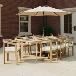 Charles Bentley Extending Dining Table Acacia Wood Garden Patio Furniture 2.4M