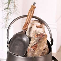 Dibor Antique Style Silver Fireplace Coal & Log Storage Bucket And Shovel H29 X W29Cm - thumbnail 4