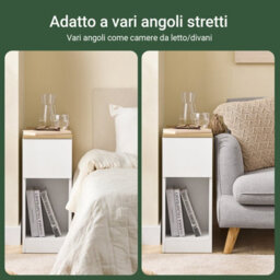 Sobuy Fbt162-Nw 25Cm Wide Narrow Bedside Table Nightstand Side End Table,wood Effect,w25Xd65Xh60.5 - thumbnail 3