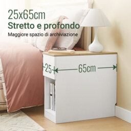 Sobuy Fbt162-Nw 25Cm Wide Narrow Bedside Table Nightstand Side End Table,wood Effect,w25Xd65Xh60.5 - thumbnail 4