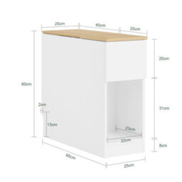 Sobuy Fbt162-Nw 25Cm Wide Narrow Bedside Table Nightstand Side End Table,wood Effect,w25Xd65Xh60.5 - thumbnail 5