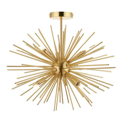 Luminosa Lighting Luminosa Orta Multi Arm Lamp Semi Flush Ceiling Lamp, Satin Brass Plate - image 1