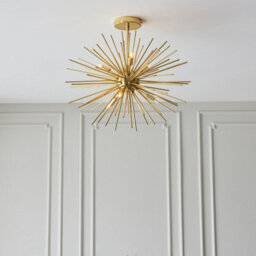 Luminosa Lighting Luminosa Orta Multi Arm Lamp Semi Flush Ceiling Lamp, Satin Brass Plate - thumbnail 4