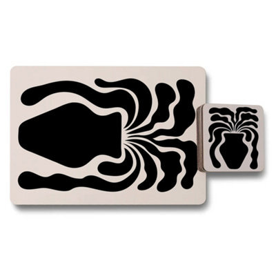 Benjamin Tate Design Placemats And Coasters Set Of 12 Black Abstract Vase Artwork Wood Backed Limited Edition Collection - image 1