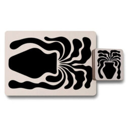 Benjamin Tate Design Placemats And Coasters Set Of 12 Black Abstract Vase Artwork Wood Backed Limited Edition Collection - thumbnail 1