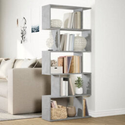 Berkfield Room Divider Bookcase 5-Tier Concrete Grey 70X24X161 Cm Engineered Wood - thumbnail 4