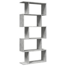 Berkfield Room Divider Bookcase 5-Tier Concrete Grey 70X24X161 Cm Engineered Wood - thumbnail 7