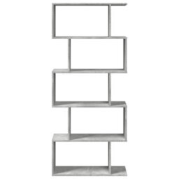 Berkfield Room Divider Bookcase 5-Tier Concrete Grey 70X24X161 Cm Engineered Wood - thumbnail 5