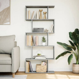 Berkfield Room Divider Bookcase 5-Tier Concrete Grey 70X24X161 Cm Engineered Wood - thumbnail 3