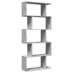 Berkfield Room Divider Bookcase 5-Tier Concrete Grey 70X24X161 Cm Engineered Wood - thumbnail 2